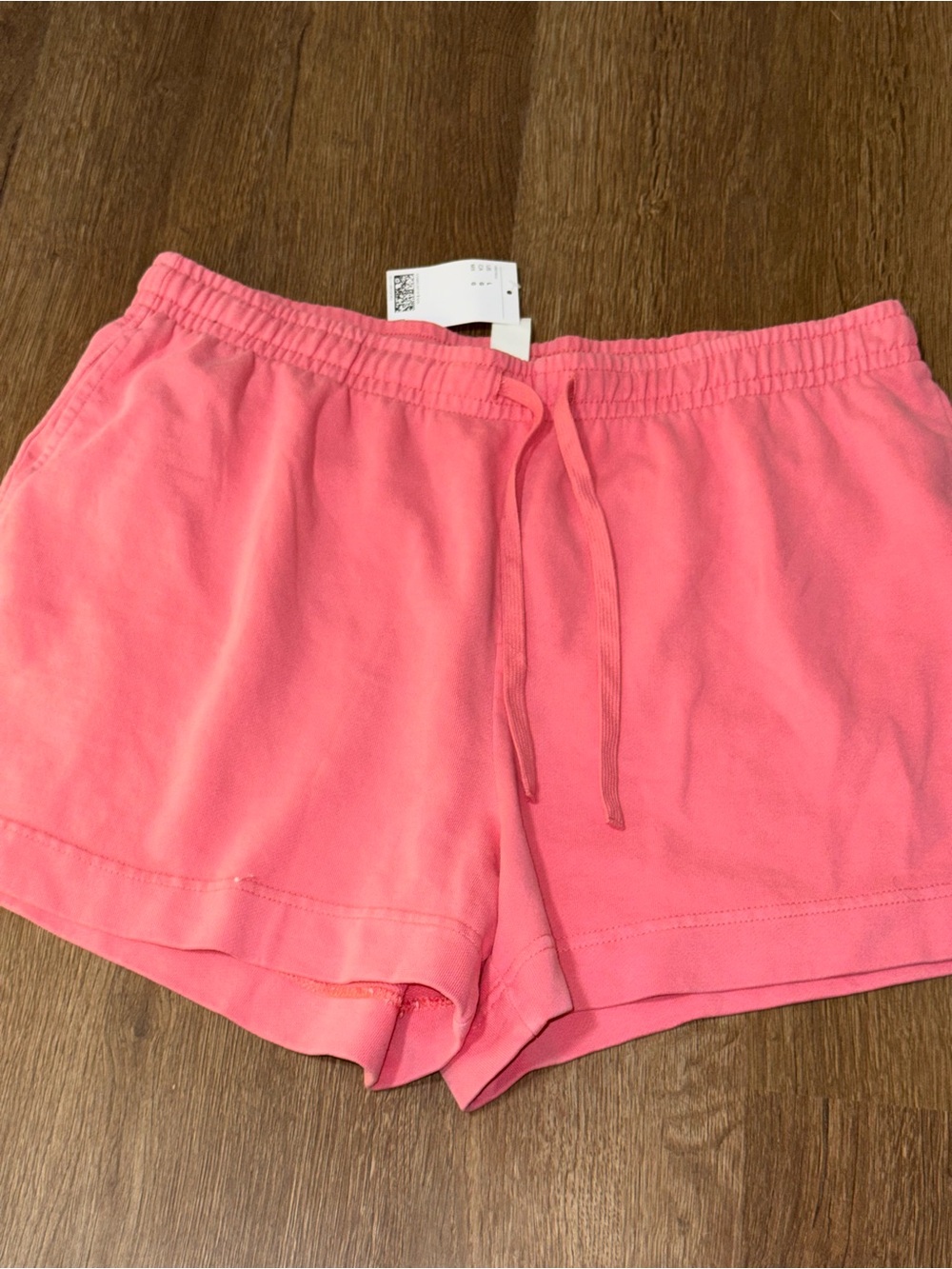 H&M Women’s Washed Pink Loose fit Sweat Shorts Drawstring Pockets Cotton Size L